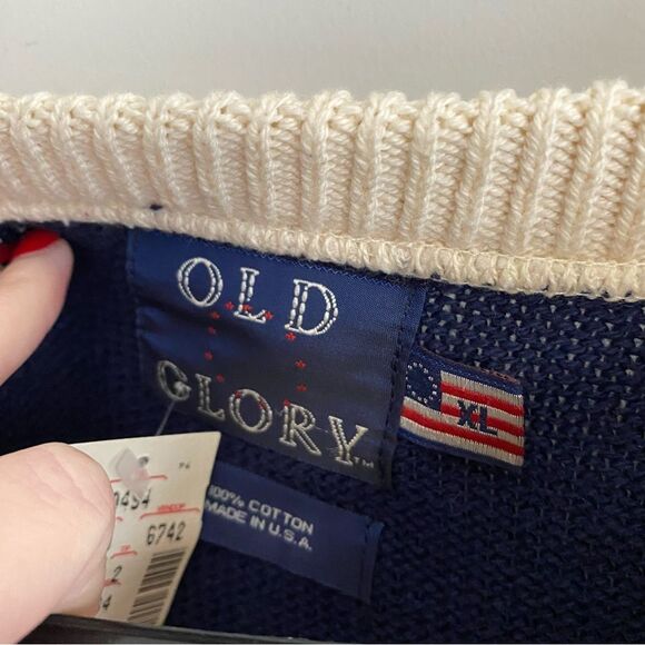 Vintage Old Glory American Flag Knitted Grandpa Sweater - Picture 2 of 6